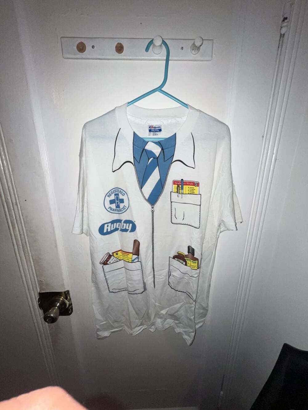 Hanes Registered Pharmacist Lab Coat Graphic T-Shirt Size XL 46-48 White